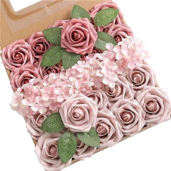 Artificial Flowers Combo Box Set Gradient Color Flower Leaf w/ Stems DIY Wedding - Picture 1 of 6